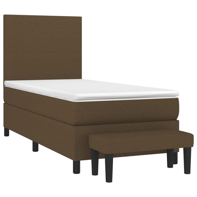 vidaXL - Boxspring - met - matras - stof - donkerbruin - 100x200 - cm