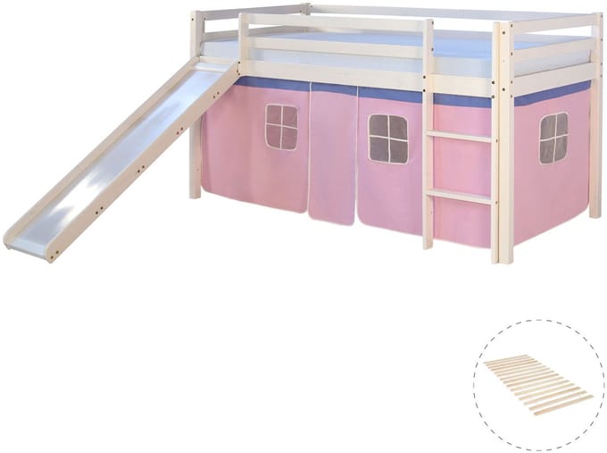 Homestyle4u Hoogslaper - 90x200 cm - Wit - met lattenbodem