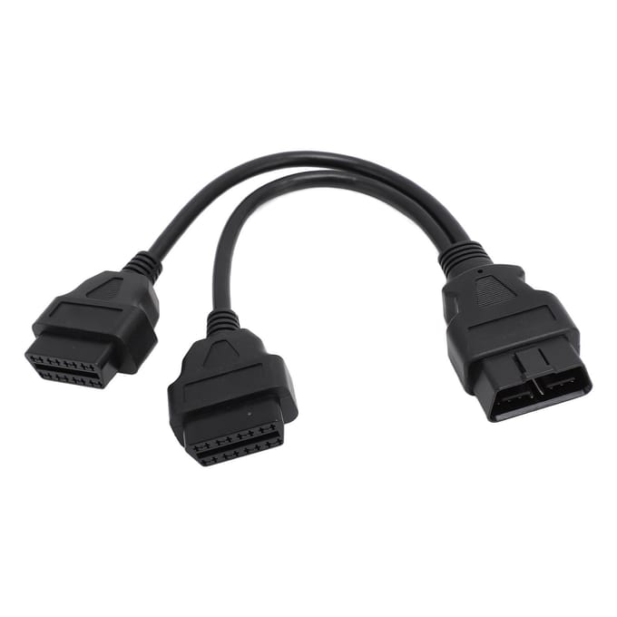 OBD Verlengkabel 16-pins Kabel Mannelijk naar Dubbel Vrouwelijk Y-Splitter Snoer Adapter voor OBD2 Interface black
