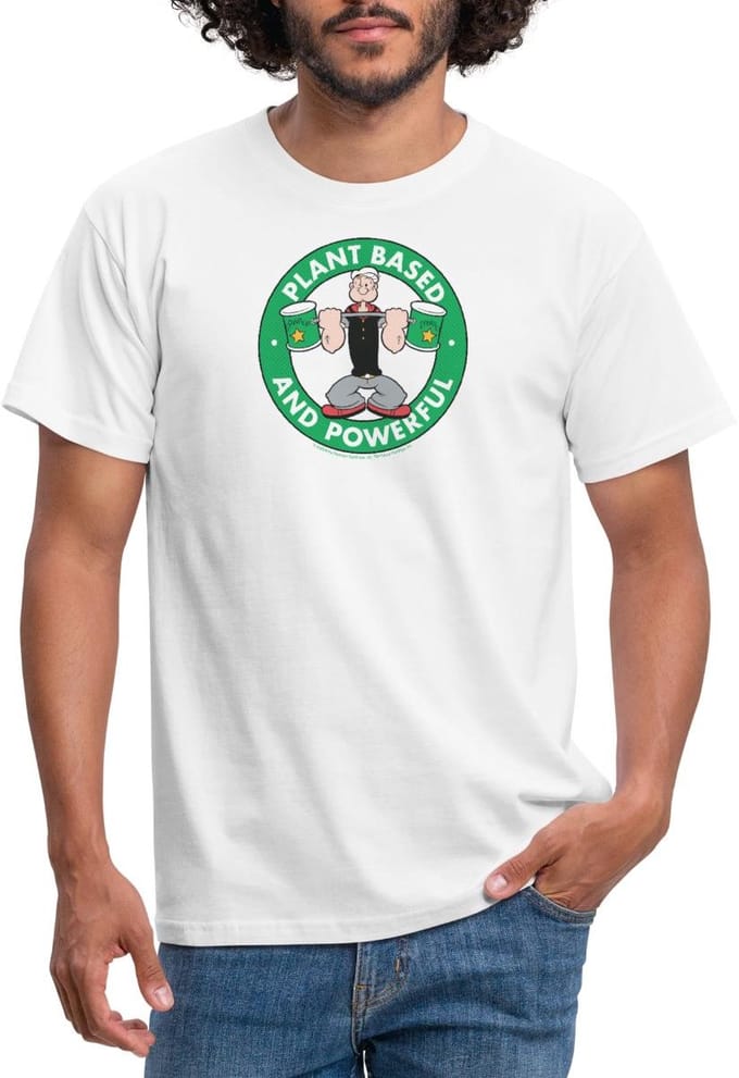 Popeye Plant Based And Powerful T-Shirt Heren