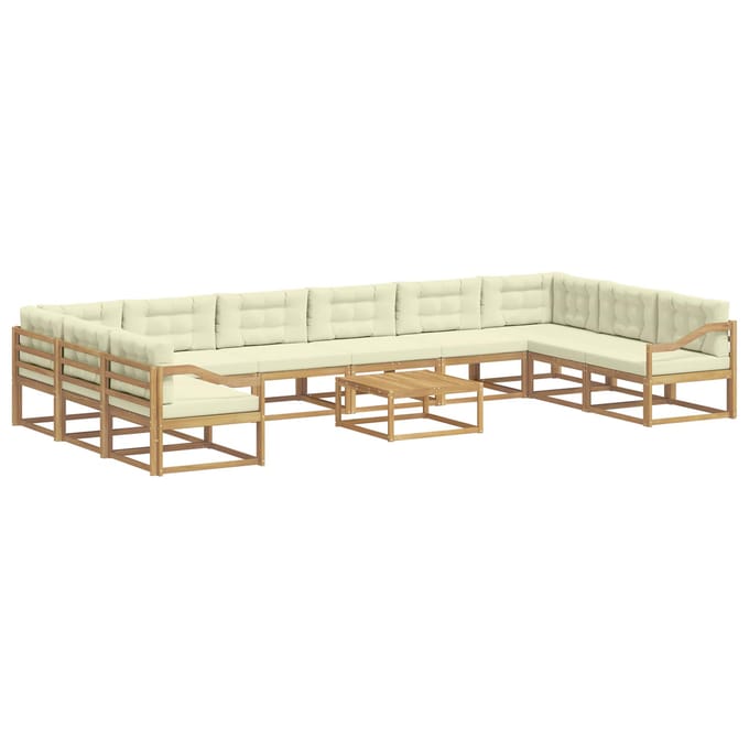 vidaXL - Buiten - bank - set - 11 - st - Wit - en - crèmekleurig