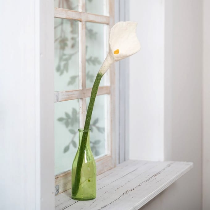 Fairtrade Vilt - Bloem Calla Wit - Wit&Groen - 50cm - Homedeco