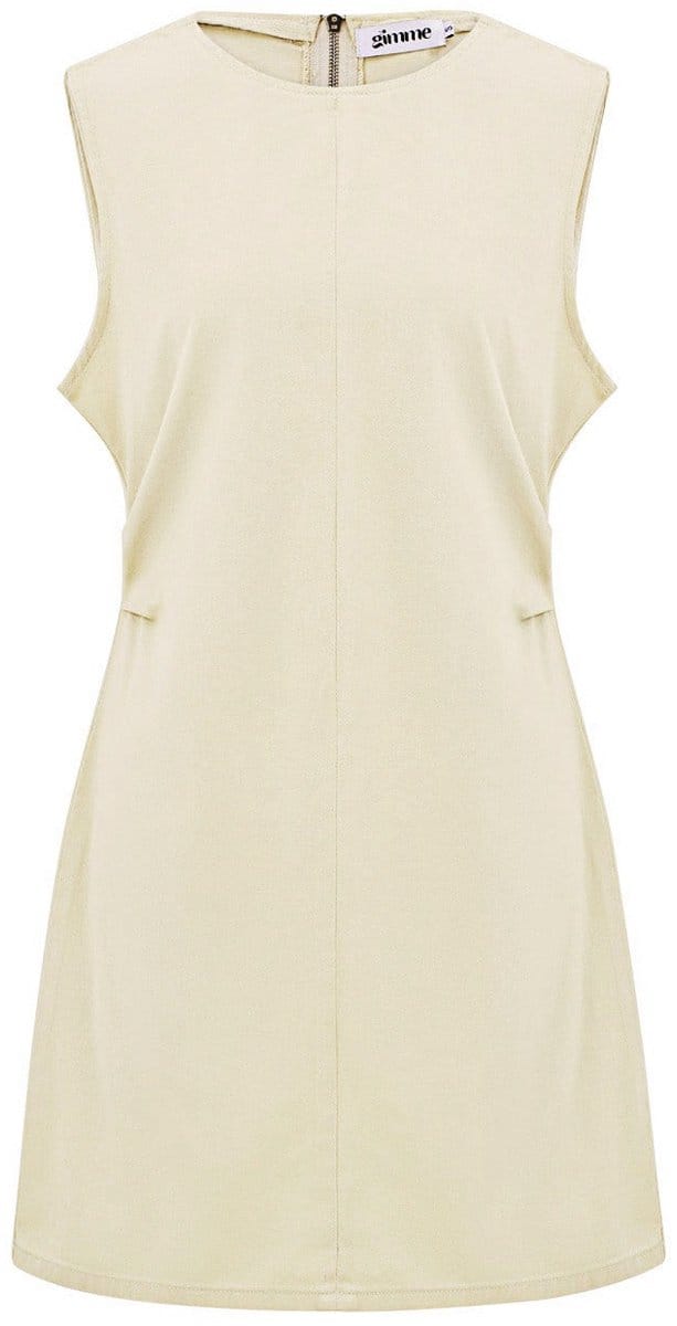 Moderne Katoen Vrouwen Mini Jurk met Bodycon Pasvorm - Gebroken Wit - Maat S