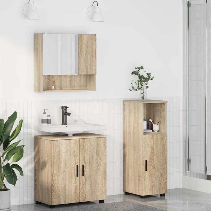vidaXL - Badkamermeubel - Set - 3 - st - Sonoma - Eik - 61 - x - 35 - x - 64 - cm