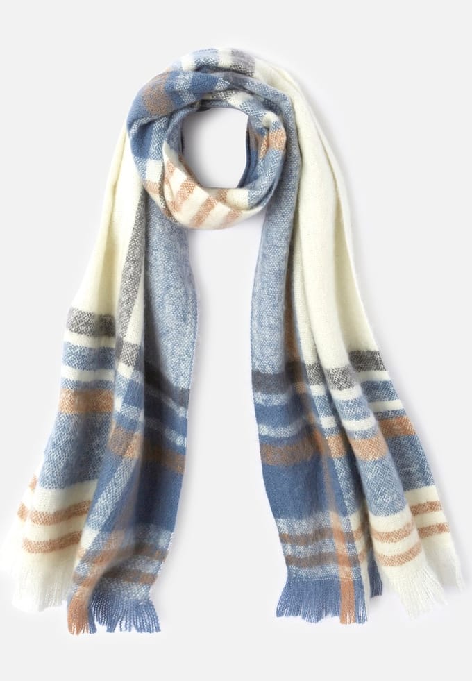 Damart - Geruite sjaal - Dames - Blauw - Eén maat