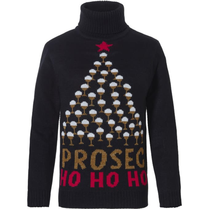 Dames Kersttrui Coltrui Zwart Prosec Ho Ho Ho - Maat S