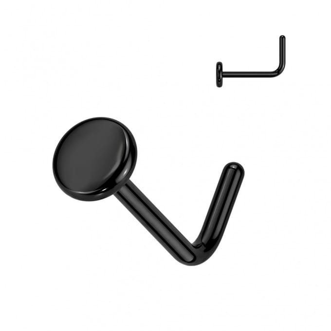Neuspiercing titanium L-bend flat disc 3mm - zwart - LMPiercings