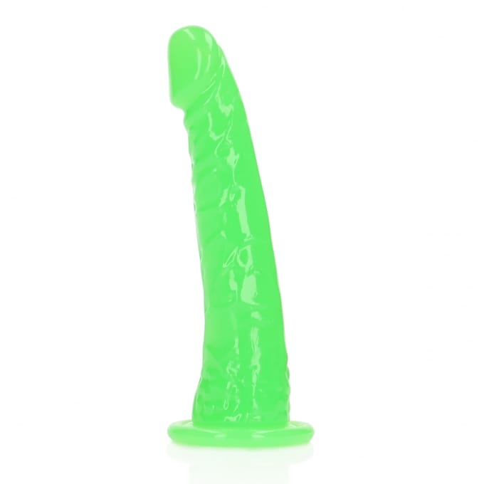 RealRock by Shots Slanke Realistische Dildo met Zuignap - Glow in the Dark - 6'' / 15,5 cm - Groen