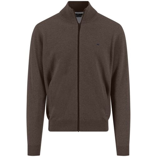 Fynch-Hatton Vest Cardigan Zip Lambswool Dark Chocolate / male