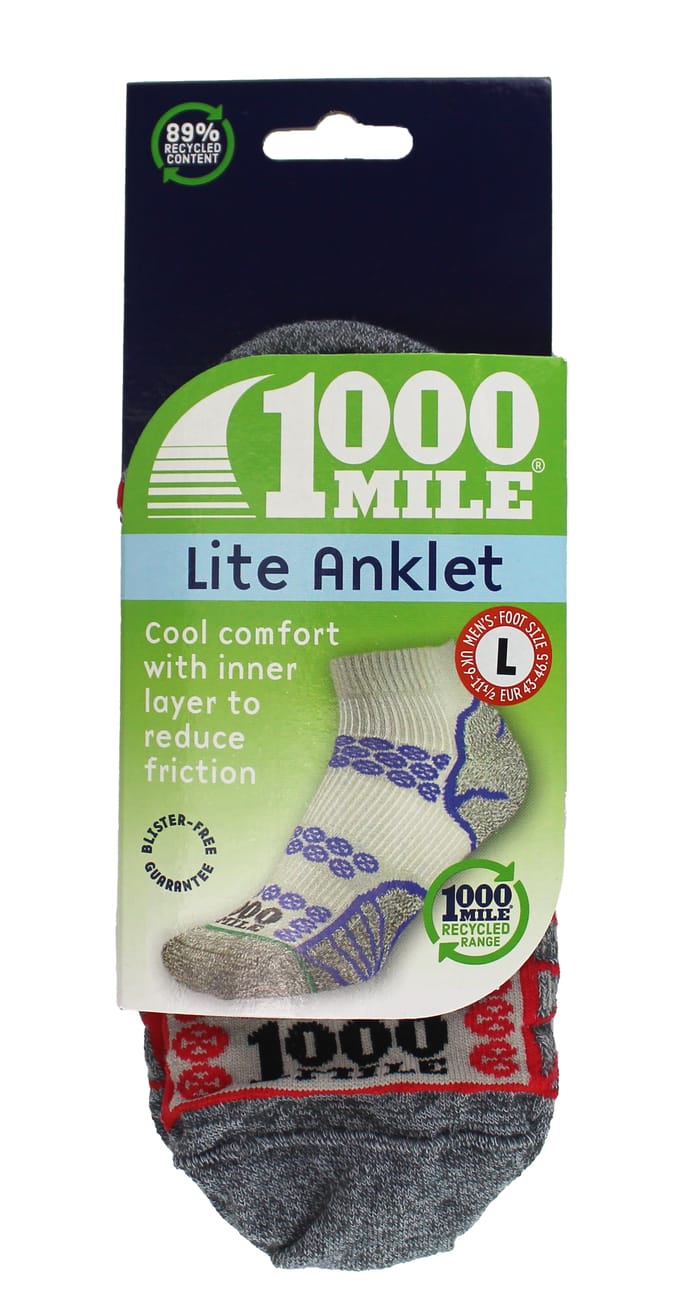 1000 Mile - Heren Lite Enkel Dubbele Laag Hardloopsokken - Zilver / Rood