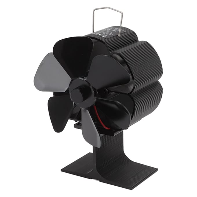 Hitteaangedreven Kachelventilator 6 Bladen Stil Energiebesparend Hittebestendig Aluminiumlegering black
