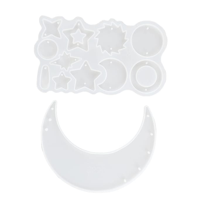 Windgong Hars Mal Herbruikbare Elastische Maan Ster Windgong Siliconen Mal DIY Epoxy Mal Muur white