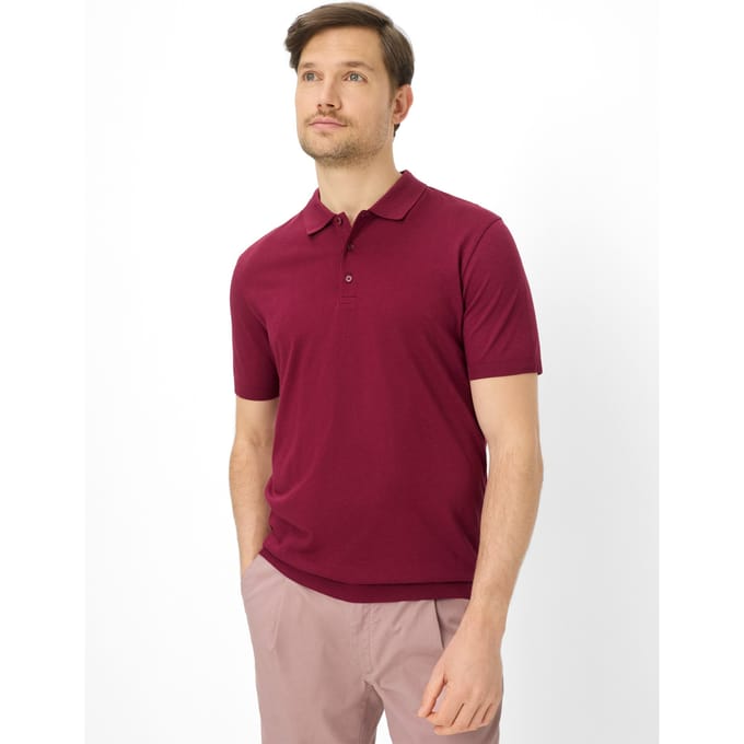 Brax Heren Poloshirt  Style PARVIS wildberry, donkerrood, maat S
