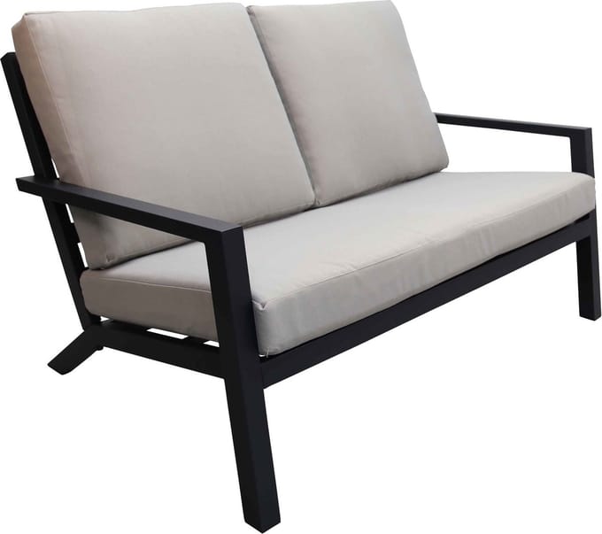 Loungebank Bezano | 2-persoons | Matt Black/Off White | Aluminium