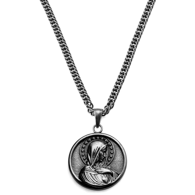 Sanctus | Vintage Zilverkleurige 'Maagd Maria' Ketting