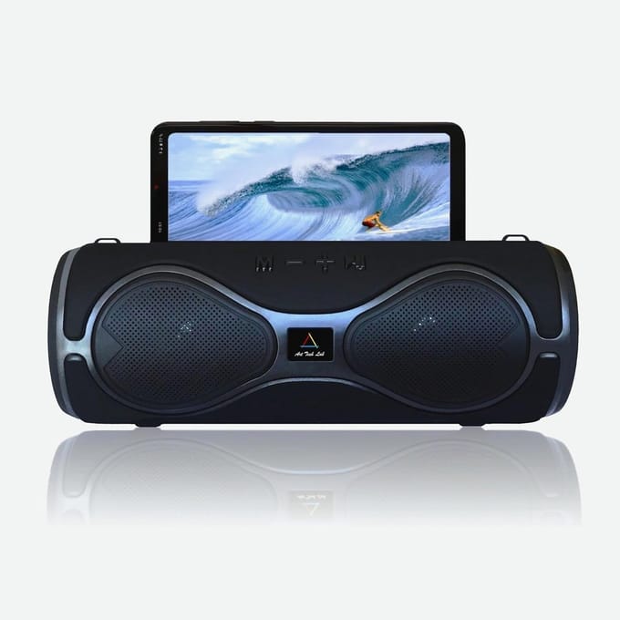 Moderne Bluetooth 5.0 luidspreker met LED verlichting, zwart - Draagbare luidspreker voor smartphones, tablets en laptops