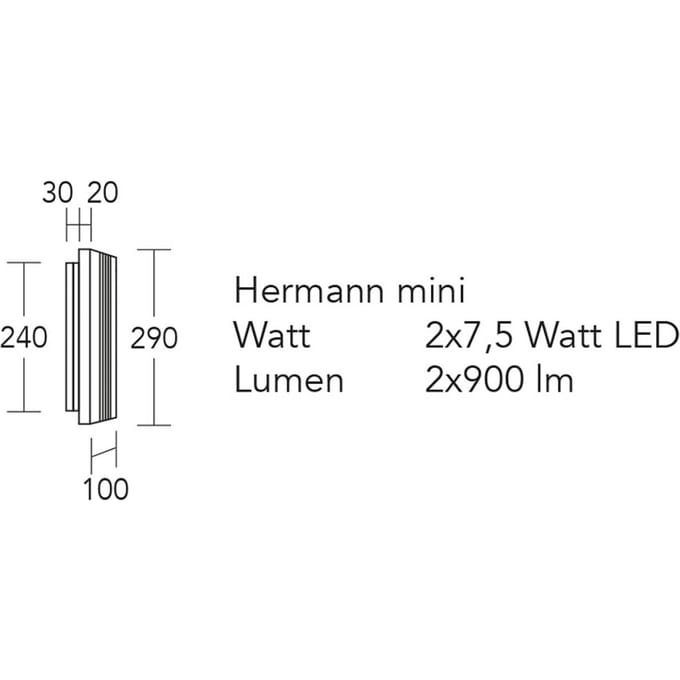 HerzBlut LED wandlamp Hermann mini, geolied eiken, dimbaar