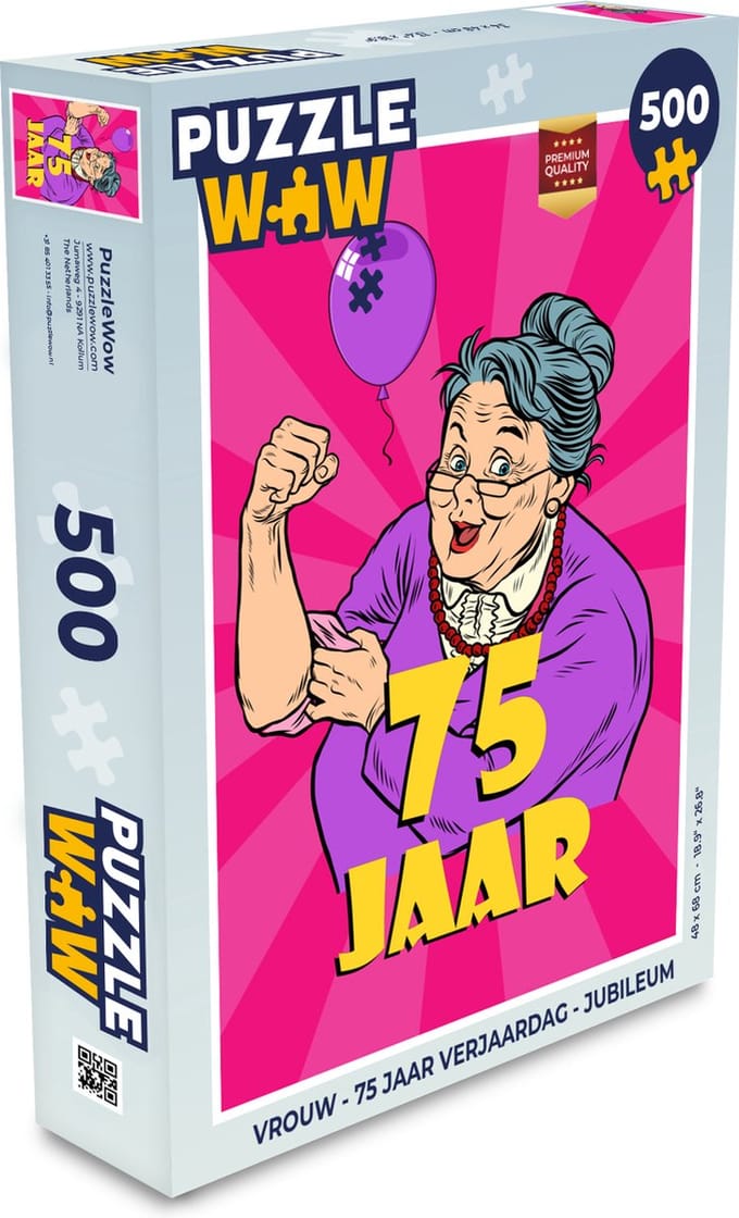 Puzzel Vrouw - 75 Jaar verjaardag - Jubileum - Legpuzzel - Puzzel 500 stukjes