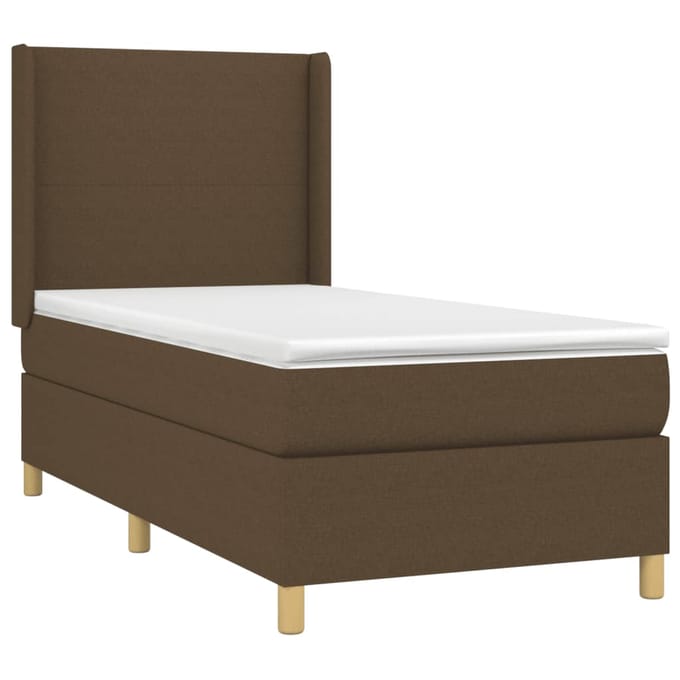 vidaXL - Boxspring - met - matras - stof - donkerbruin - 80x200 - cm