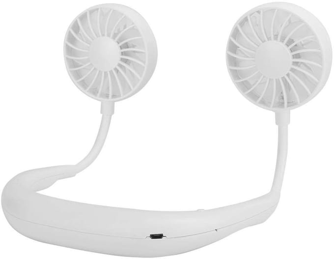Allecto - Draagbare nekventilator - Handsfree ventilator - Lange batterijduur - Wit - Persoonlijke ventilator - Ideaal voor thuis en onderweg