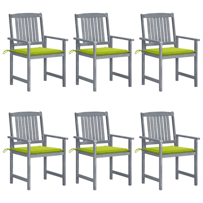 vidaXL - Tuinstoelen - 6 - st - met - kussens - massief - acaciahout - grijs