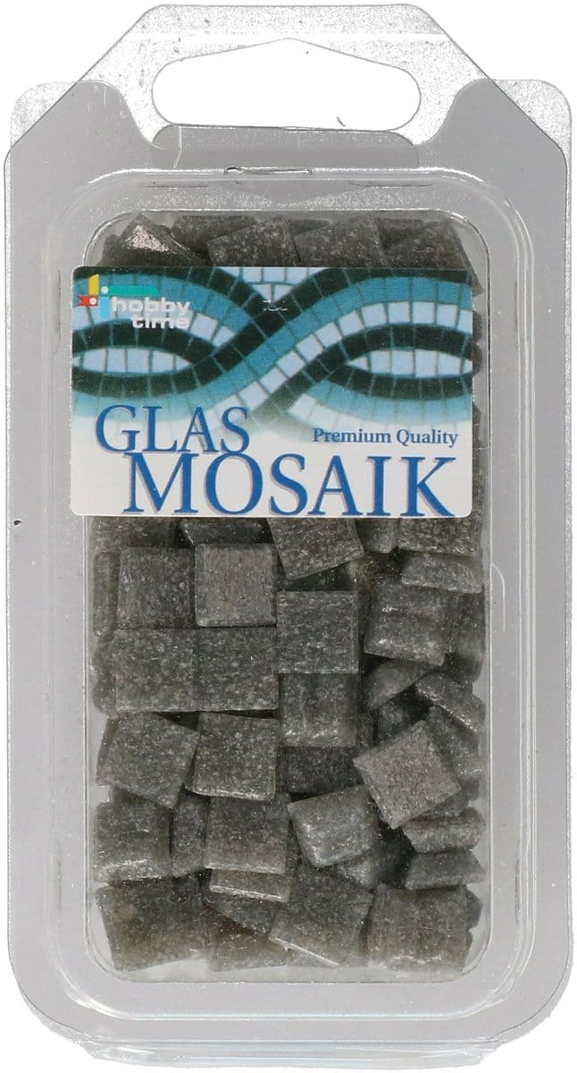 Glorex mozaiek steentjes/tegeltjes - vierkant - 140x stuks - donkergrijs - 1 x 1 cm