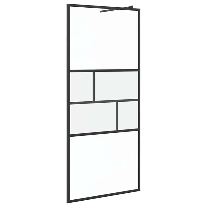 vidaXL - Inloopdouchewand - Zwart - 87 - x - 195 - x - 0,5 - cm - Glas - en - Aluminium