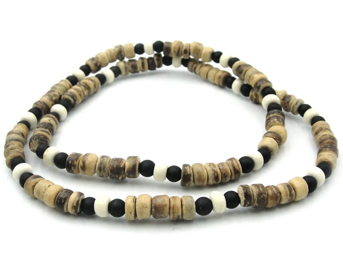 No Evil® Kralenketting kokos bruin/zwart 45 cm