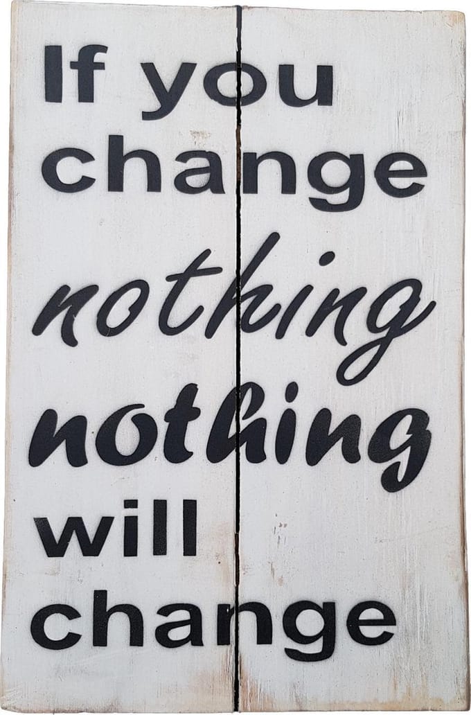 Houten tekstbord “Change”