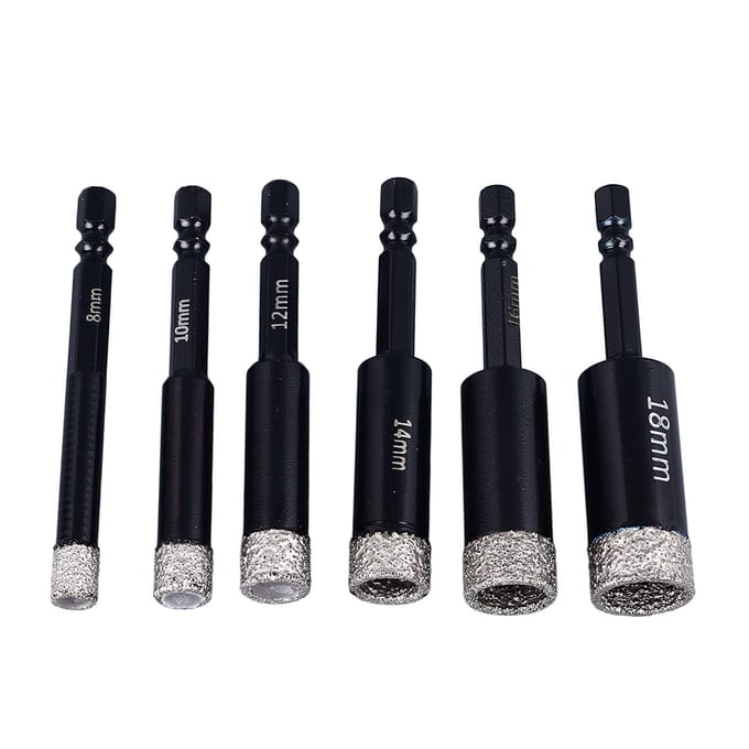 6-delige Droge Diamant Boorbeitel Set 8 10 12 14 16 18 mm Zeskant Schacht Tegel Boorbeitel Set voor Marmer Beton