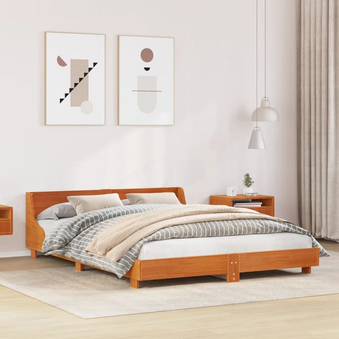 vidaXL - Bedframe - zonder - matras - massief - grenenhout - wasbruin - 150x200 - cm