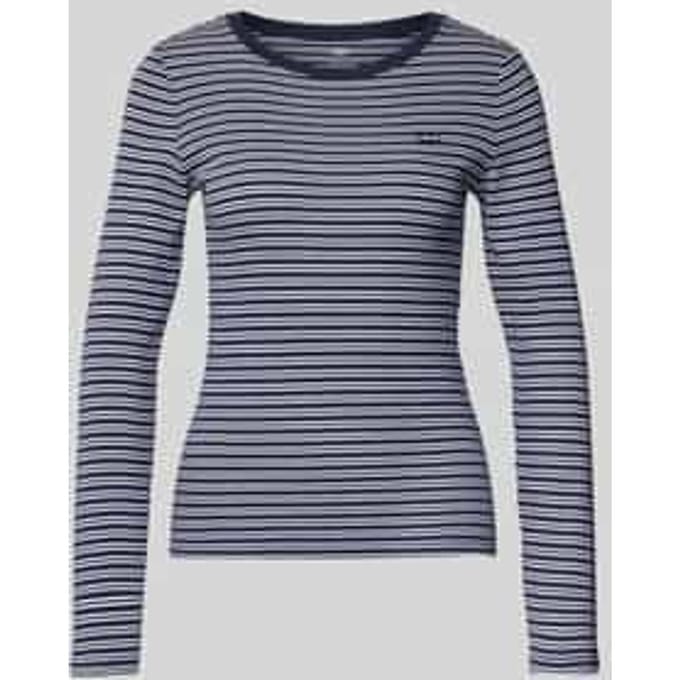 Slim fit shirt met lange mouwen en logostitching, model 'Essential'