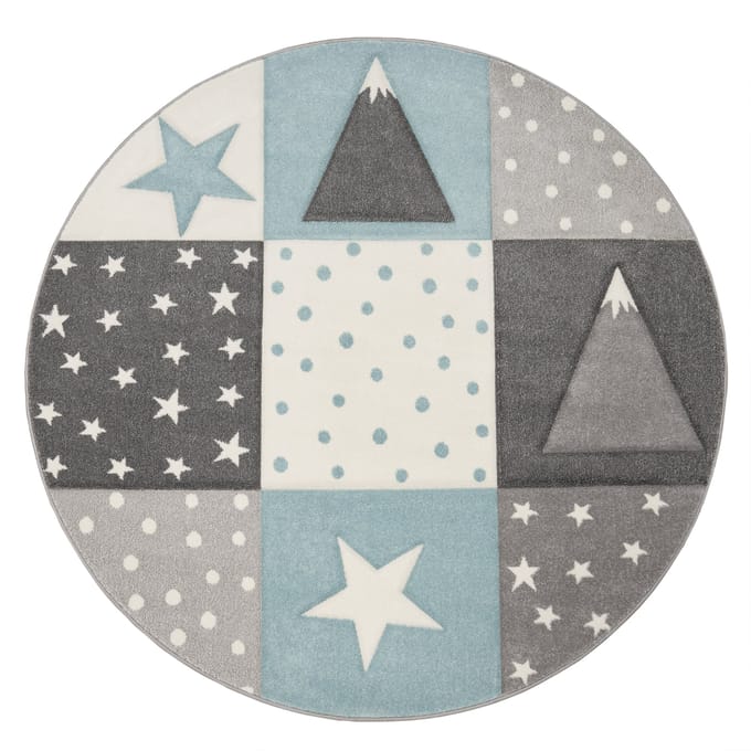 Kindertapijt Kosmos blauw 120 cm rond