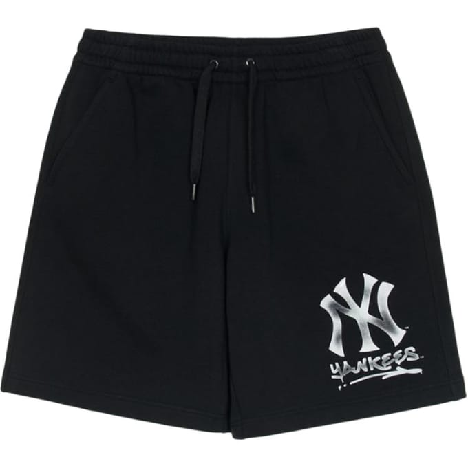 MLB New York Yankees Logo de Marque Lettre Lacets Cinq Points Short Décontracté Short Unisexe Noir 3ASPB0253-50BKS S black