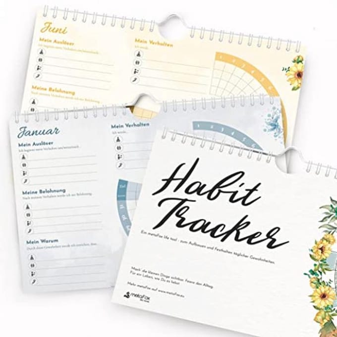 Gewoonte Tracker - Kalender Planner - Persoonlijke Groei - Ongejaard 12 Maanden - A4 Formaat - Duits