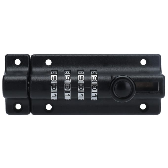 Verrou à combinaison Loquet codé 4 chiffres Antivol Métal Serrure pour Porte Armoire Jardin black