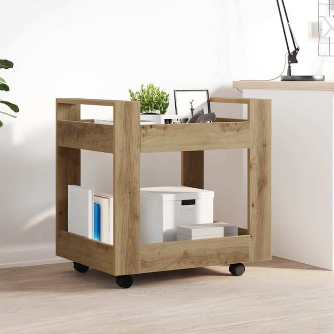 vidaXL Bureau Trolley Artisan Eiken 60 x 45 x 60 cm Bewerkt hout