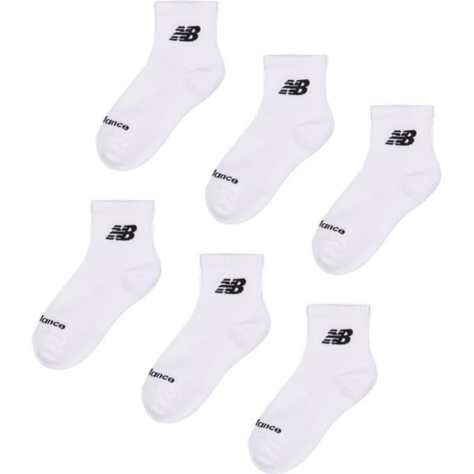 New Balance Quarter 6 Pack Sokken Unisex - Wit - Maat 43-46 - Katoen