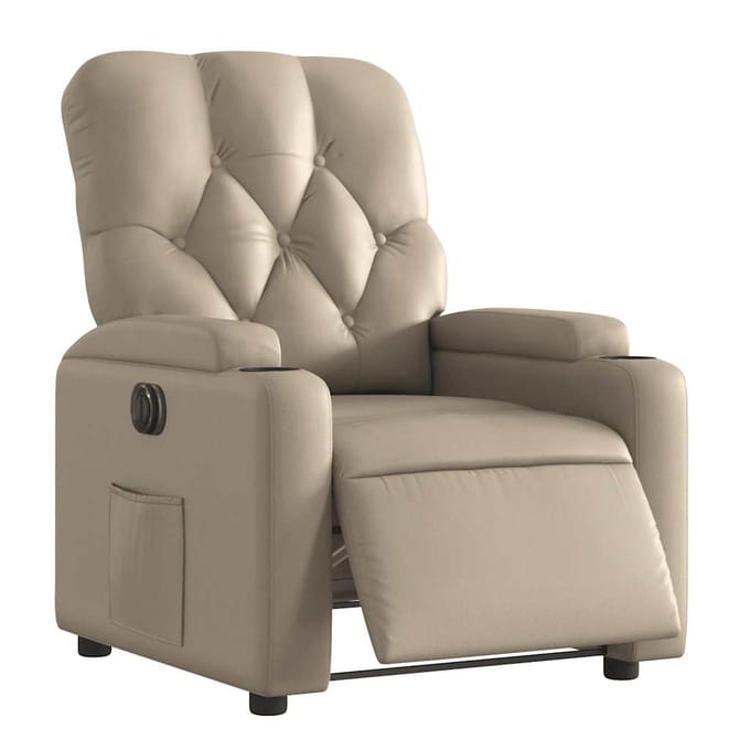 vidaXL Fauteuil verstelbaar elektrisch kunstleer cappuccinokleurig
