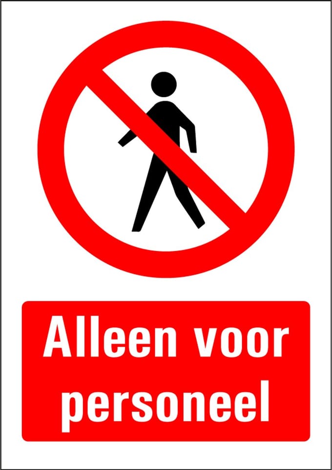 Alleen personeel bord - kunststof 148 x 210 mm