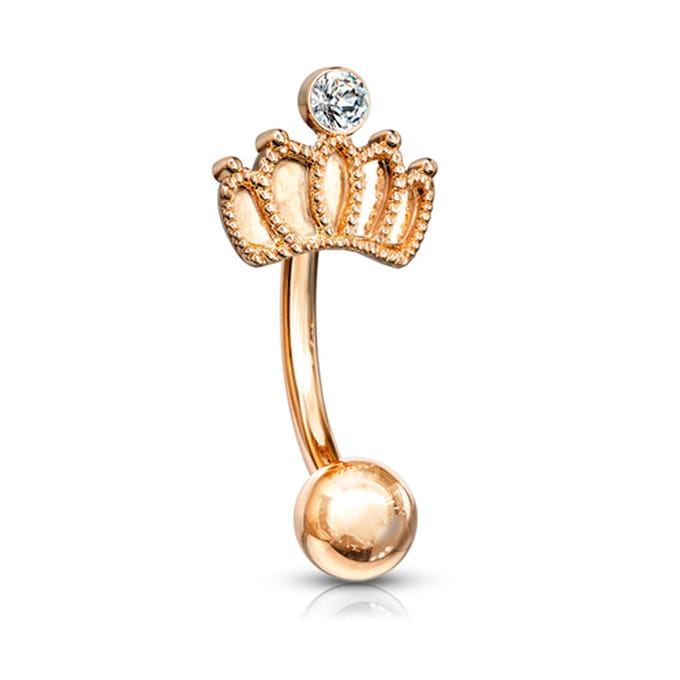 Piercing kroon met steen 1.2x8 - rose goud - LMPiercings