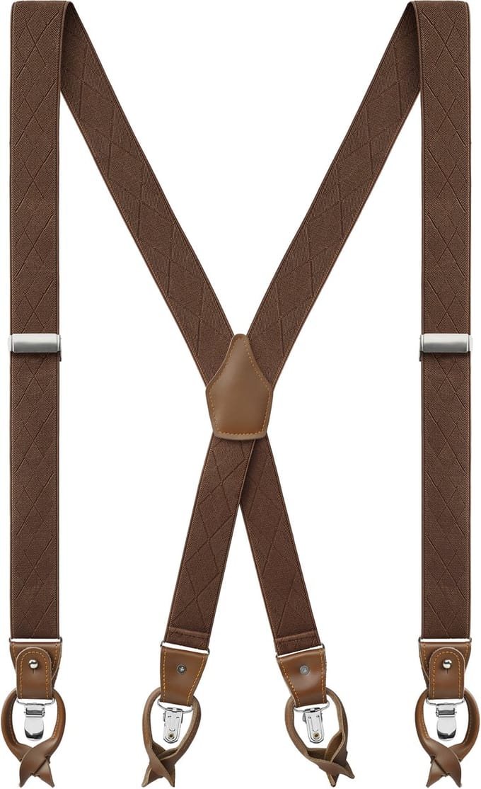 Vexel | Bruine X-vormige Bretels met Diamantpatroon