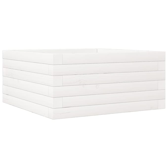 vidaXL - Plantenbak - 50x50x23 - cm - massief - grenenhout - wit