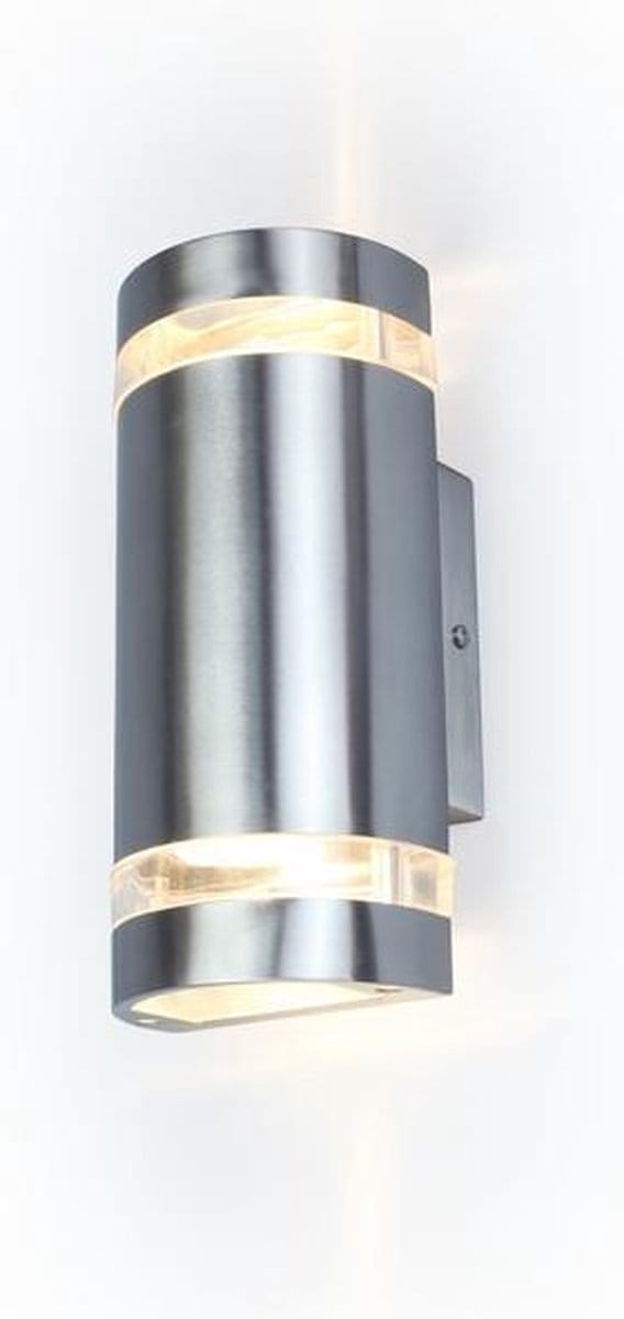 LUTEC Focus Wandlamp voor buiten - Up & Down - 2xGU10 - IP44 - RVS