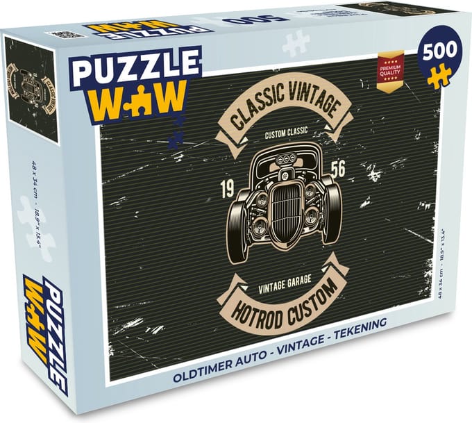 Puzzel Oldtimer auto - Vintage - Tekening - Legpuzzel - Puzzel 500 stukjes