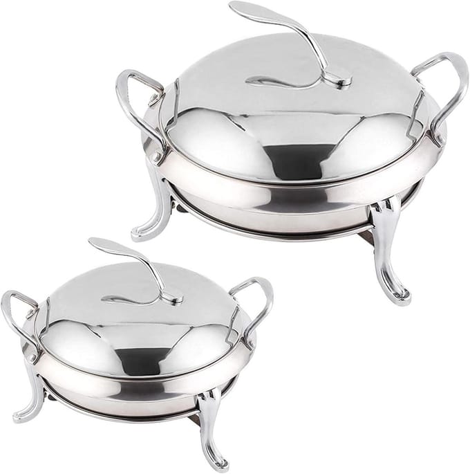 Chafing Dish Set - Buffet Server - Maaltijden Warm Houden - Roestvrij Staal - 4 Stuks - Zilver