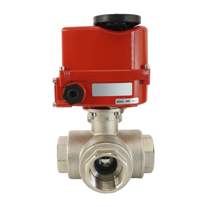 2 inch binnendraad 3-Weg Messing Kogelkraan (T-bore) 24 V AC/DC - BL3BAT-200-AG-550-B