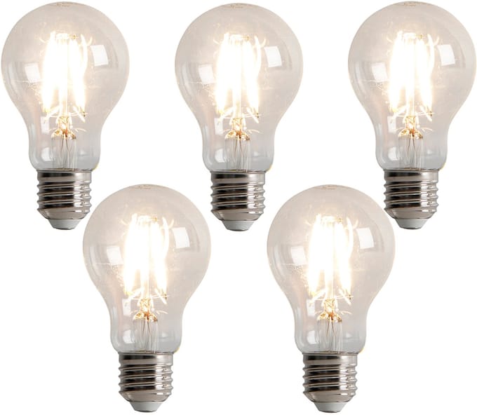 LUEDD Set van 5 E27 3-staps dimbare LED lamp A60 5W 500 lm 2700K