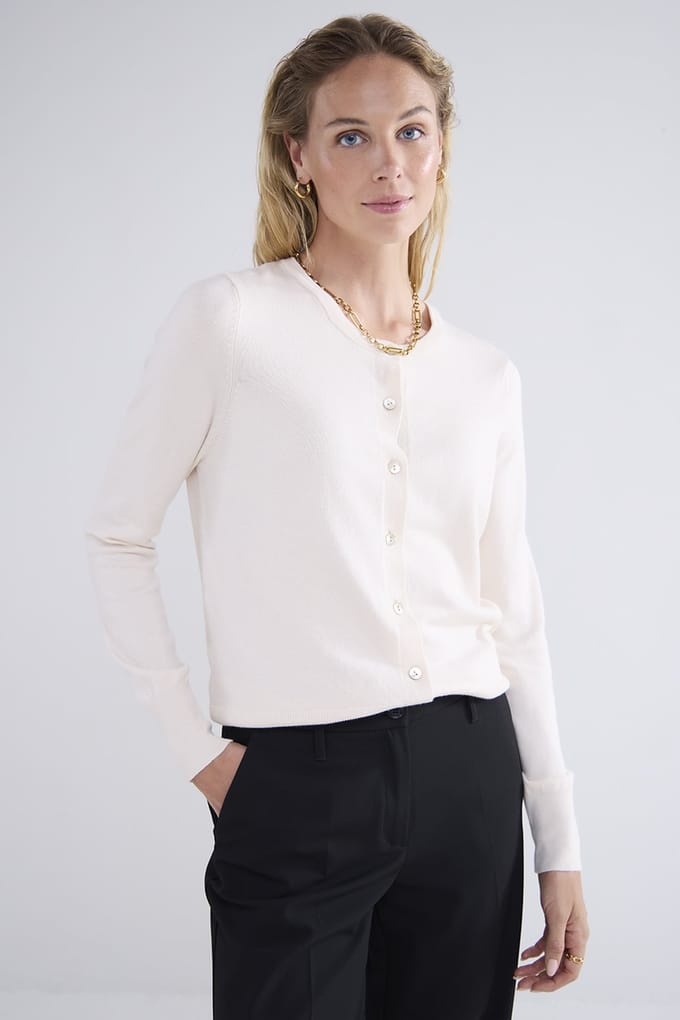 Summum Woman Short Cardigan Soft Viscose Polyamide Knit Ivory Maat: S | Cardigans Outlet | Dames | Creme