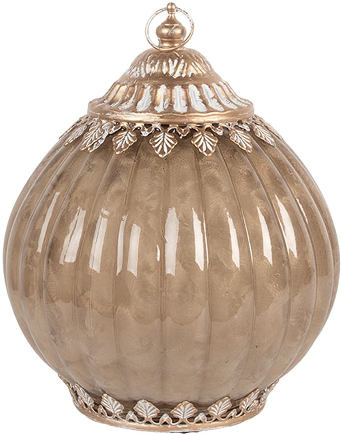 Clayre & Eef LED Lantaarn Ø 15x19 cm Beige Glas